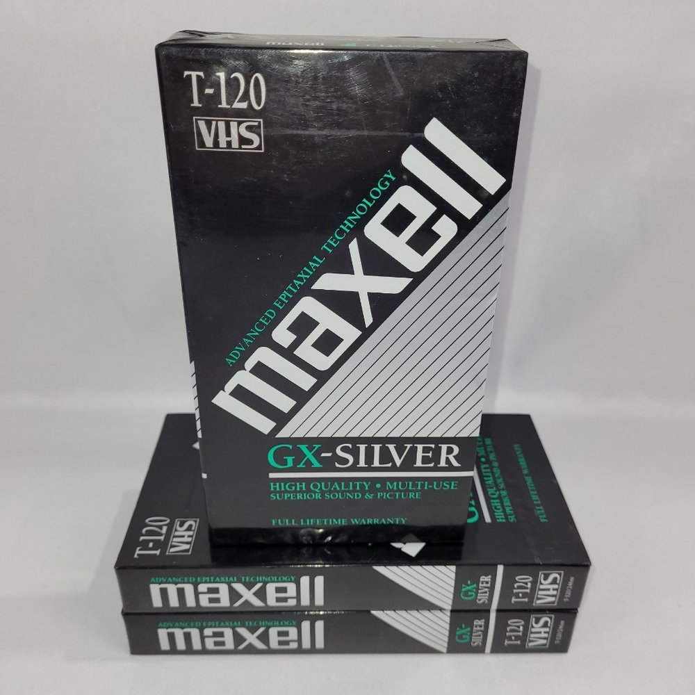 Maxell Vintage Lot 3 VHS Video Tapes GX-Silver T-120 SEALED